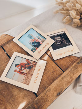 Polaroid hout met tekst naar keuze