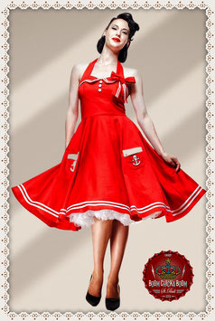 Motley Neckholder Kleid in rot