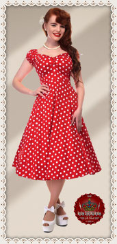 Dolores Polka-Dot Dress Rot red