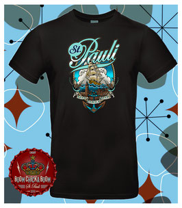 T Shirt "St. Pauli Segelschiff" auf Schwarz