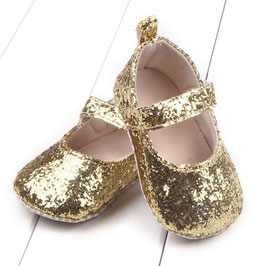 Chaussons paillettes dorées