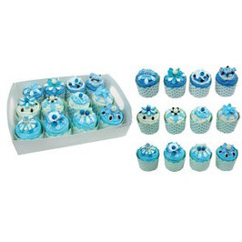 Boîtes à dragées cupcakes bleu