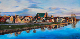 Goldene Stunde an der Aller - Leinwanddruck 120 cm x 60 cm, ungerahmt