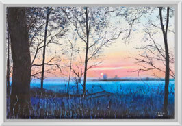 Sunset - Leinwanddruck 30 cm x 20 cm mit weissem Holzrahmen