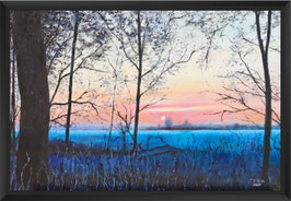 Sunset - Leinwanddruck 60 cm x 40 cm mit schwarzem Holzrahmen