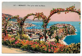 Alte Postkarte MONACO - Vue prise entre les fleurs, Frankreich 1928