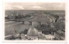 Alte Postkarte DRESDEN Blick vom Dom elbaufwärts - 1942