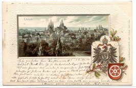 Alte Lithographie Ansichtskarte ERFURT Panorama, Wappen, 1901