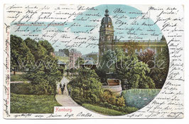 Alte Postkarte HAMBURG Botanischer Garten und Postgebäude