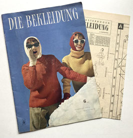 DIE BEKLEIDUNG vintage DDR-Modezeitschrift Nähzeitschrift mit Schnittmusterbogen- Heft Nr. 6/1959