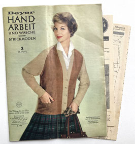 BEYER HANDARBEIT UND WÄSCHE - STRICKMODEN vintage Modezeitschrift Handarbeitszeitschrift Strickheft - Heft 3  März 1958