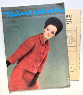 RUNDSCHAU für die Damenschneiderei  Vintage Modezeitschrift Mode-Fachzeitschrift mit Schnittmusterbogen  Heft Nr. 2/Februar 1964