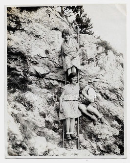 Alte Fotografie WANDERER AUF DEM KLETTERSTEIG, 1930