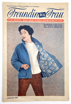 FREUNDIN DER FRAU Vintage Nähzeitschrift Modezeitschrift Modeheft mit Schnittmusterbogen - März 1959