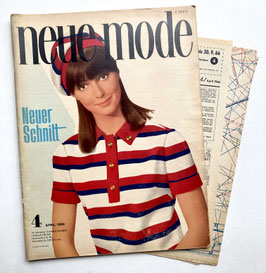 NEUE MODE - NEUER SCHNITT Vintage Nähzeitschrift Modezeitschrift Modemagazin mit Schnittmustern - April 1966