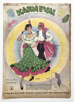 KARNEVAL bunte Masken nach Beyer Schnitten - Vintage Zeitschrift für Faschingskostüme von 1950