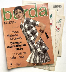 BURDA MODEN Vintage Modezeitschrift Modeheft  Modemagazin mit Schnittmusterbögen - März 1970