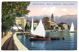 Alte Foto Postkarte LAGO DI GARDA - GARDONE RIVIERA Porto e Grandhotel - 1929
