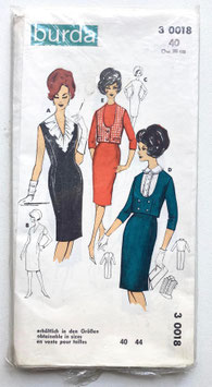 BURDA MODEN SCHNITT Nr. 30018 Vintage Schnittmuster - Kleid, Jabot, Weste und Bolero in Größe 40 - 1960er Jahre