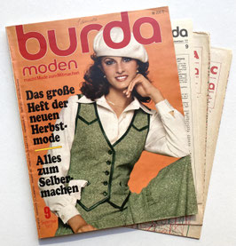 BURDA MODEN Vintage Modezeitschrift Modeheft  Modemagazin mit Schnittmustern September 1977