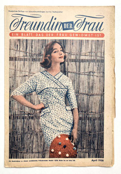 FREUNDIN DER FRAU Vintage Nähzeitschrift Modezeitschrift Modeheft mit Schnittmusterbogen - April 1958