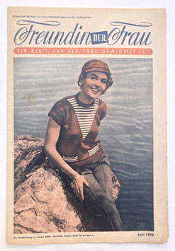 FREUNDIN DER FRAU Vintage Nähzeitschrift Modezeitschrift Modeheft mit Schnittmusterbogen - Juni 1958