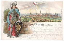 Alte Lithografie Postkarte SOEST um 1650 (nach Merian) 1902