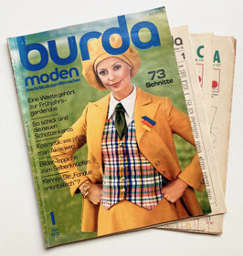 BURDA MODEN Vintage Modezeitschrift Modeheft  Modemagazin mit Schnittmusterbögen - Januar 1972