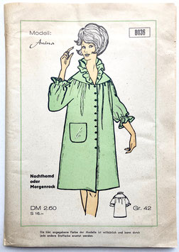 OLYMPIA  Vintage Schnittmuster Nr. 8036 Modell ANINA Damen Nachthemd, Morgenmantel in Größe 42 -  1960er Jahre