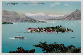 Alte Postkarte LAGO MAGGIORE  ISOLA BELLA E  PALLANZA Blick auf den See, Inseln und Berge