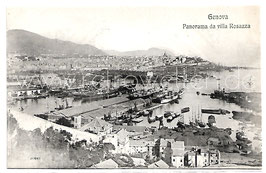 Alte Foto Postkarte GENUA GENOVA  Panorama von Villa Rosazza mit Blick auf den Hafen