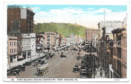 Alte Postkarte READING PA. Penn Square looking towards Mt. Penn, 1928