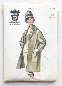 ARNOLD MODELL-SCHNITT Nr. H 1346 Vintage Schnittmuster - weiter Damenmantel in Größe 47 - 1960er Jahre