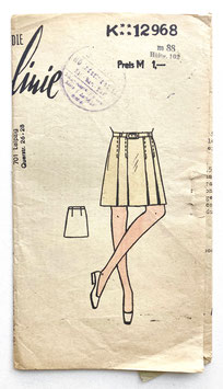 DIE LINIE Vintage Schnittmuster Nr. 12968  sportlicher Faltenrock in Größe m 88   1960er Jahre
