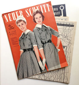 NEUER SCHNITT Vintage Nähzeitschrift Modezeitschrift Modemagazin mit Schnittmustern - August 1960