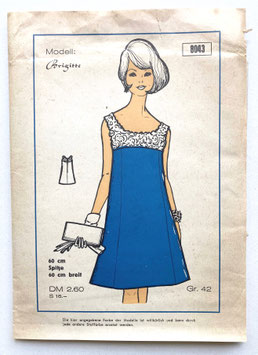 OLYMPIA  Vintage Schnittmuster Nr. 8043  Modell BRIGITTE - Empire-Kleid mit Spitzeneinsatz in Größe 42 -  1960er Jahre