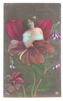 Alte Jugendstil Metamorphose Postkarte  BLUMENFRAU