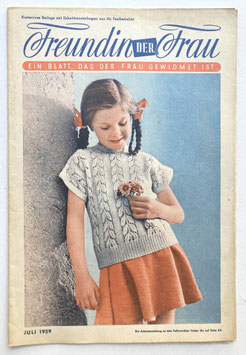 FREUNDIN DER FRAU Vintage Nähzeitschrift Modezeitschrift Modeheft mit Schnittmusterbogen - Juli 1959