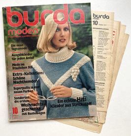 BURDA MODEN Vintage Modezeitschrift Modeheft  Modemagazin mit Schnittmustern Oktober 1977