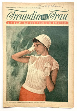FREUNDIN DER FRAU Vintage Nähzeitschrift Modezeitschrift Modeheft mit Schnittmusterbogen - Juli 1956