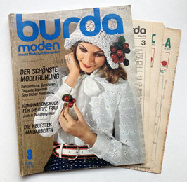 BURDA MODEN Vintage Modezeitschrift Modeheft  Modemagazin mit Schnittmustern  März 1972