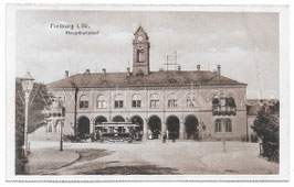 Alte Foto Postkarte FREIBURG IM BREISGAU Hauptbahnhof mit Straßenbahn, um 1900