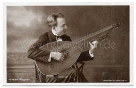 Alte Foto Postkarte LAUTENSPIELER  HERBERT WAGNER MIT THEORBE LAUTE, Chemnitz um 1915