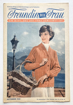 FREUNDIN DER FRAU Vintage Nähzeitschrift Modezeitschrift Modeheft mit Schnittmusterbogen - September 1959