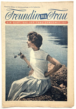 FREUNDIN DER FRAU Vintage Nähzeitschrift Modezeitschrift Modeheft mit Schnittmusterbogen - August 1956