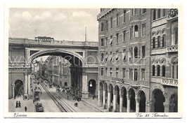 Alte Foto Postkarte GENUA GENOVA Via XX Settembre mit Straßenbahn und Pferdekutschen