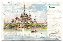 Alte Postkarte BREMEN Parkhaus im Bürgerpark und Holler See, 1899