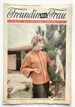 FREUNDIN DER FRAU Vintage Nähzeitschrift Modezeitschrift Modeheft mit Schnittmusterbogen - Oktober 1958