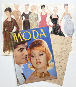 MODA vintage Nähzeitschrift Modezeitschrift Modemagazin mit Schnittskizzen-Bogen - Heft Nr. 4 - Winter 1960/61