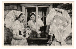 Alte Postkarte SPREEWALD - Sorbische Trachten - 1950er Jahre